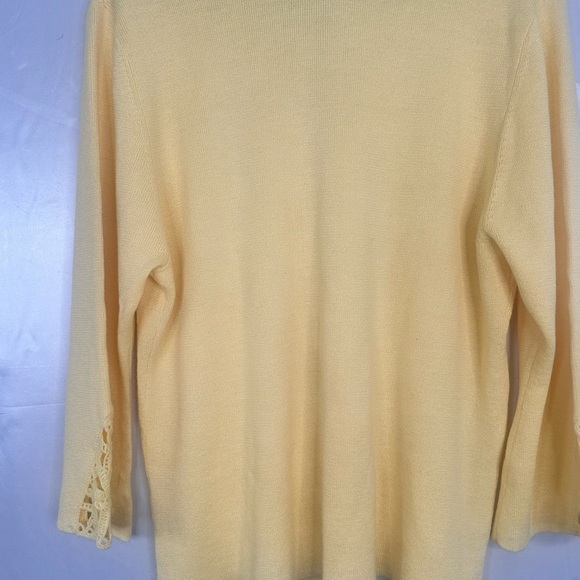 Sag Harbor Yellow Sweater with Crochet V-Neck - Picture 6 of 10